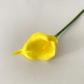 Single yellow PU calla lily artificial flower with green stem on grey background - Yellow