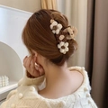 Handmade crochet flower hair claw clip with woven floral design for elegant women's hairstyles - Light Coffee