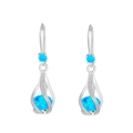 Orecchini a goccia con zirconi blu brillanti e design rotante in argento traforato - Blu