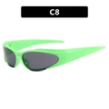 Futuristic neon green Y2K cat-eye sports sunglasses with dark grey mono lens - Neon Green