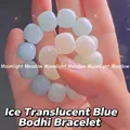 Elegant beaded bracelet with ice-blue and milky-white square sea-blue pearls for women - S068 - Bracelet [gradient Blue] Acrylic Material #sz548