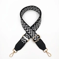 Adjustable black and white houndstooth bag strap with gold metal swivel snap hooks - Silver Clasp / Large V Arrow
