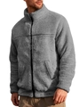 Men's soft light grey polar fleece jacket with high collar and zip closure - Dark Gray