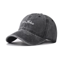 Vintage washed dark grey cotton baseball cap with white No Joke embroidery on the front - Adjustable / Black