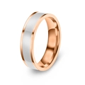 6mm minimalist titanium steel band ring with silver center and rose gold plating - US 6 / Rose Gold White Oil