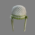 White and green hand-knitted baby Shrek hat with side flower and long ties - One Size / White Butterfly Hat