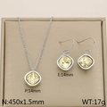 Parure de bijoux en argent plaqué or 18k avec cristaux carrés jaunes sur coffret - Jaune Pâle (KS110334-GC)