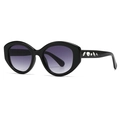 Lunettes de soleil ovales noires à verres dégradés violets et branches ornées de strass - Noir