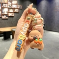 Cute silicone capybara keychain with orange persimmons and brown logo wrist strap - B199-1 Double Persimmons
