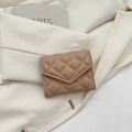 Chic beige quilted envelope wallet for women featuring a minimalist faux leather design - Khaki