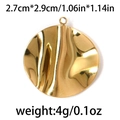 Pendentif rond ondulé en acier inoxydable 304 plaqué or 18K de 2,7cm de large - Ondulation Ronde / Or