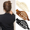 Set of 3 oval hollow hair clips in beige, brown, and black colors for women - Set 39 (Pack of 3)