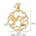 Golden hollow bird floral pendant with red zircon eye and dimensions 20mm x 3mm - K539732-Gold Hummingbird Coin
