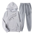 Survêtement gris en polaire avec imprimé pissenlit et pantalon de jogging à cordon - S / Haut Et Bas / Gris Clair (Impression Noire)