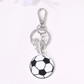 Silver keychain with soccer ball and athletic shoe pendant charm for sports fans - Silver Soccer Sneaker Style