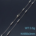 Silver bead titanium steel chain necklace 650x3mm minimalist style jewelry for women - Steel Color Necklace (KN232167-Z)