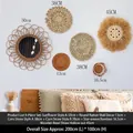 6-piece boho wall decor set with rattan sunflower mirror and woven grass plates - Bestselling K Combo (6-Piece Set with Mirror)