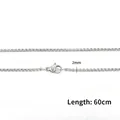 Minimalist 2mm wide silver stainless steel box chain necklace with 60cm length - 2MM Width / 60CM Length / Steel