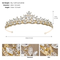 Tiara da sposa dorata con strass diametro 14cm e altezza 3,5cm corona in lega - Oro