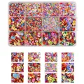 Lot de 12 compartiments de paillettes colorées en forme d'étoile et cœur, 5g par grille - Boîte 44