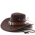Cappello da cowboy western marrone scuro in ecopelle con fibbia a testa di toro - M (56-58cm) / caffè