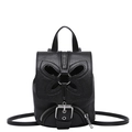 Schicker schwarzer Lederrucksack für Damen mit stilvollem Schmetterlings-Ausschnitt-Design - Schwarz