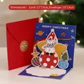 3D snowman Christmas card set with 13x13cm red envelope and gold best wishes seal - Christmas Planet / 12x12cm (Including Envelope/Sticker)