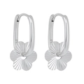 Eleganti orecchini a cerchio in argento S925 con ciondoli a fiore su sfondo bianco - Pendente a fiore strutturato / Oro Bianco