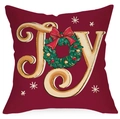 Weihnachtskissenbezug in Dunkelrot mit festlichem JOY-Kranz und Schneeflocken-Motiven - 45*45cm Leinen Einseitig Ohne Füllung / JOY Buchstaben Kranz