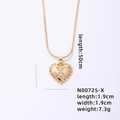 Gold heart necklace with X-letter crystals on snake chain, 50cm length, weight 7.3g - Letter X