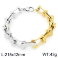 Two-tone silver and gold stainless steel link bracelet with lobster clasp for men - Irregular Bone Two-tone (KB207229-Z)