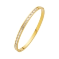 Golden stainless steel bangle featuring rectangle-cut diamond setting for women - Narrow Version / Gold+White