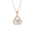 Élégant collier trèfle en or rose avec zircon rond et cristaux sertis en micro-pavé - Argent 925 / Zirconium pierre bleue or rose