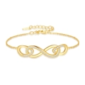 Elegant 18K gold plated S925 silver bracelet featuring a diamond infinity symbol - 14K Gold Plated CZ Infinity Bracelet 2.88g