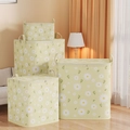 Faltbare Vliesstoff-Aufbewahrungstaschen Set mit Gänseblümchen-Print für Kleidung und Bett - Reißverschluss Gelbe Gänseblümchen / 210L [50*60*70cm]
