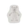 White silicone mold for teddy bear shaped cake decorating with a small bow tie design - Style 7 Standing Bear (A223) / Gray