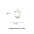 Pendentif connecteur rectangulaire en verre doré 15x9mm avec deux anneaux pour bijoux - Blanc