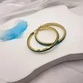 Créoles de 40mm en acier inoxydable doré 18k serties de strass bleus brillants - Or 18 carats / 40mm / Bleu sarcelle