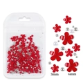 3mm and 6mm red resin five-petal flowers with silver beads for DIY nail art and crafts - Red Flower With Silver Bead