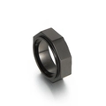Geometrischer Herrenring in Sechskantform mit mattschwarzem Finish und glatter Innenseite - US 7 / Schwarz