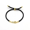 Bracciale a cordino nero regolabile con ciondoli malocchio dorati e zirconi lucidi - Doppio Pendaglio Evil Eye Nero (Stile 4)