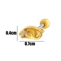 Golden moon bow earring with clear crystals, 0.4cm by 0.7cm size on white background - 8# Folded Ear Shape (HSPJ093-8) / Gold Yellow