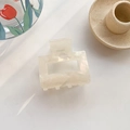 Square cream acetate hair claw clip with pearlescent marble texture and hollow design - 5cm / Mermaid White