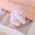 Cat paw shaped scented candle in purple and white wax with decorative hang tag - Purple (Lavender)