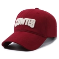 Classic burgundy cotton baseball cap with white 3D CONTER embroidery for men and women - Adjustable / Red