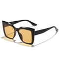 Oversized cat-eye sunglasses with black frame and amber lenses for a trendy look - Black Frame Yellow Lens