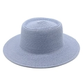 Detail view of the fine spiral weave texture on the light blue straw sun hat - M (56-58cm) / Sky Blue