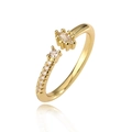 Minimalist gold plated open ring with marquise and round cubic zirconia stones - 13776-Marquise Clear Stone/Row Zircon