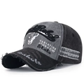 Vintage washed baseball cap in dark grey and black with Rock Rebel embroidery - Grey Front Black Body