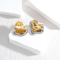 Minimalist two-tone irregular textured heart stud earrings with gold and silver finish - Heart Shape
